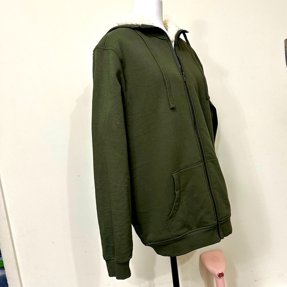 NEW Livergy Sherpa Lined Deep Green 30" Zipper X-Long Hem Hoodie Sweatshirt XXL - Picture 2 of 15